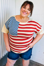 American Flag Jacquard Knit Sweater Top