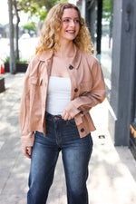 Feel Your Best Camel Faux Suede Crop Boxy Fit Jacket