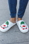 Christmas Elf Heart Print Fleece Slippers