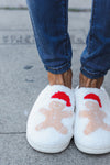 Holiday Gingerbread Man Print Fleece Slippers