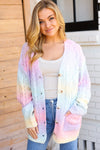 Face The Day Rainbow Ombre Cable Knit Cardigan