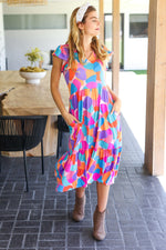 Bold & Beautiful Multicolor Abstract Floral Fit & Flare Midi Dress