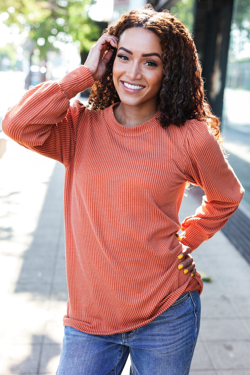 Everyday Rust Rib Mineral Wash Long Sleeve Top