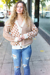 Cozy Days Taupe Checkered & Striped Button Down Cardigan