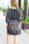 Straight To My Heart Charcoal Boho Paisley Surplice Dress