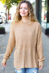 Classy Chic Taupe Mock Neck Chest Pocket Knit Sweater