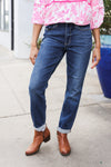 Judy Blue Mid Rise Cuffed Boyfriend Straight Leg Jeans