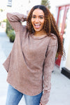 Casual Living Camel Washed Baby Waffle Long Sleeve Top