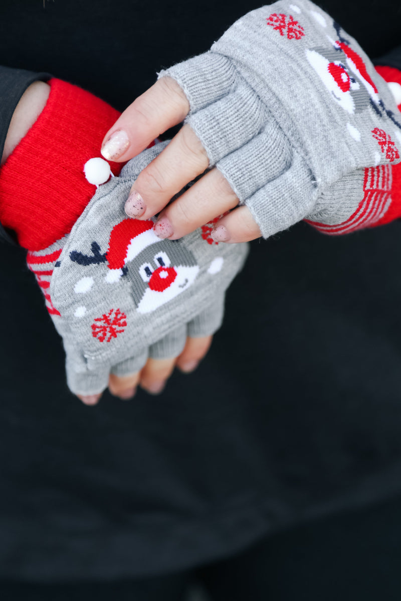 Rudolph Fingerless Gloves with Convertible Mittens