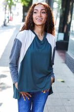 Stand Out Hunter Green V Neck Raglan Color Block Outseam Top