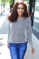 Hello Beautiful Black Rib Dolman Sweater Top