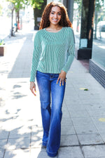 Hello Beautiful Green Rib Dolman Cropped Top