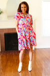 Feel Your Best Multicolor Floral Tiered Front Tie Pocketed Dress