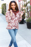 Spread Joy Taupe Floral Front Tie Elastic Long Sleeve Blouse (Copy)
