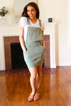 Weekend Ready Army Green Garment Dyed Distressed Overall Skirt