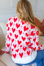 True Hearts Ivory & Red Heart Oversized Sweater