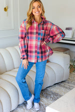 Check It Out Mauve Washed Plaid Button Up Top