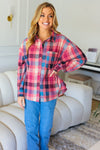 Check It Out Mauve Washed Plaid Button Up Top