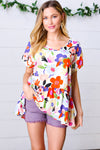 Multicolor Flat Floral V Neck Woven Babydoll Top