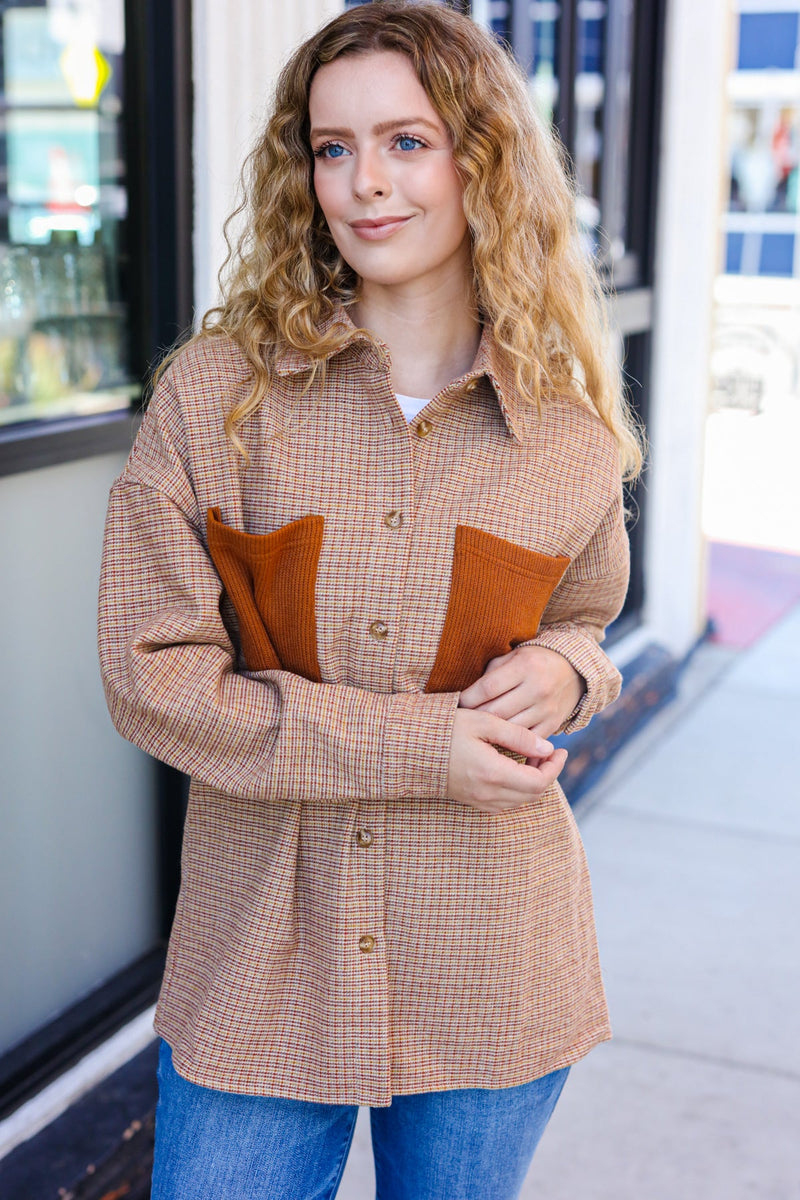 Start Your Day Rust Flannel Plaid Oversized Shacket