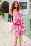 Let's Meet Up Red & Pink Paisley Drop Shoulder Kimono Dress