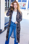 Boldly You Dark Taupe Animal Print Open Duster Cardigan