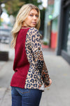 Falling For You Burgundy Two Tone Floral & Animal Print Top