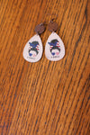 USA Flag "#MOMLIFE" Wooden Dangle Earrings