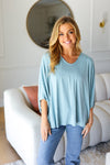 Call On Me Aqua Dolman Modal Knit Top