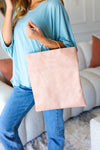 Ballerina Pink Fold Over Gold O-Ring Faux Leather Clutch