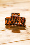 Orange & Black Glitter Jack-O-Lantern Halloween Hair Claw