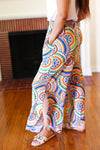 Multicolor Mandala Smocked Waist Side Slit Palazzo Pants