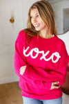 Love In the Air Fuchsia "Xoxo" Embroidered Sweater