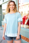 Seafoam Floral & Leopard Print Ruffle Hem Top