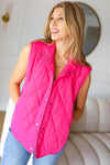 You Got This Hot Pink High Neck Quilted Puffer Vest