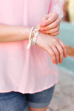 Cream & Blush Beaded Tassel Bracelet Set