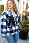 It's Your Best Black & Ivory Plaid Sherpa Button Down Jacket