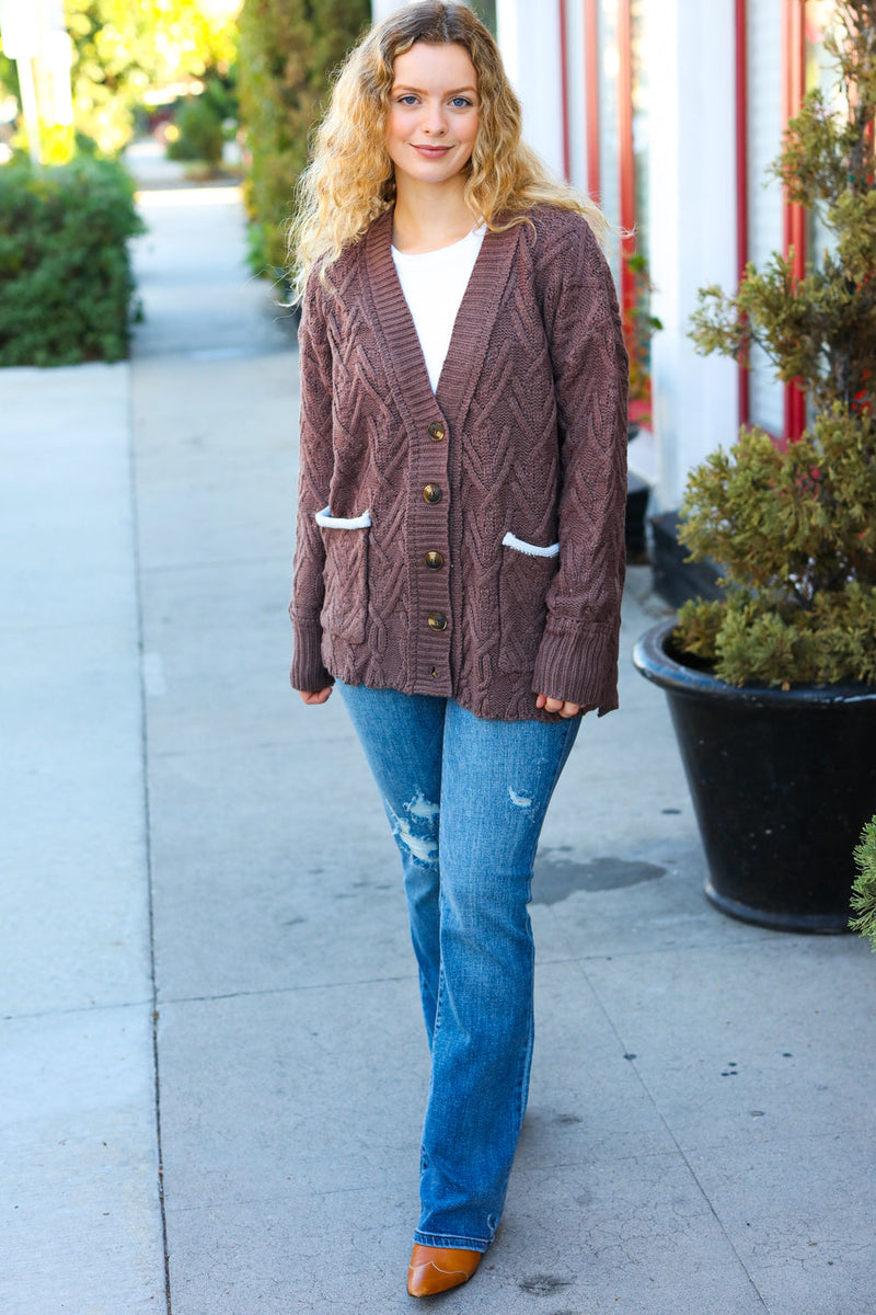 You've Got It Brown Button Down Boyfriend Cardigan