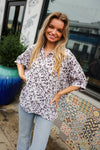 Feeling Bold Ivory Animal Print Dolman Collar Button Down Top