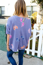 Beautiful You Plum Waffle Knit Dolman Bow Print Pullover