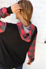 Plaid & Leopard Print Color Block Hoodie