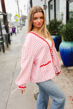 Spell Bound Red & Pink Cotton Ribbon Tie Gingham Pocket Jacket