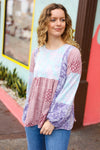 Lavender & Mauve Floral Color Block Top