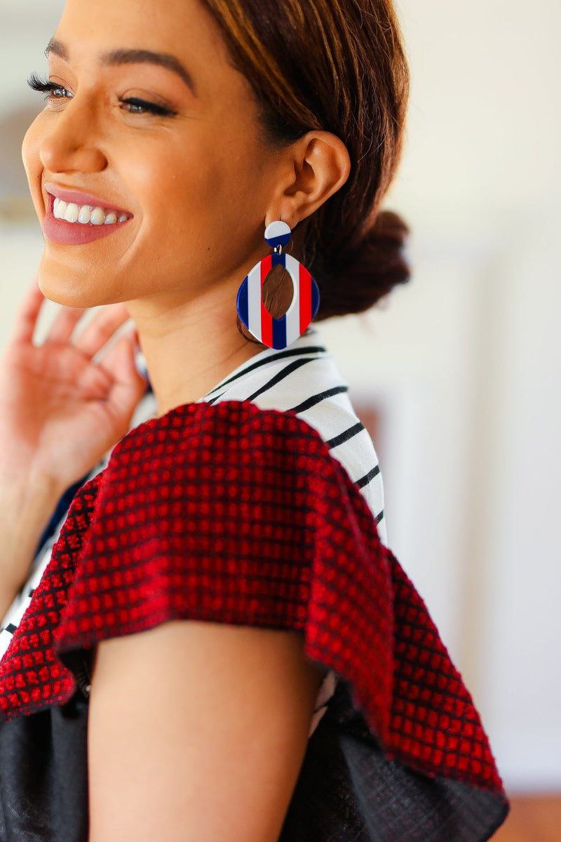 Americana Oval Cut-Out Resin Dangle Earrings