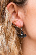 Black Bat Dangle Earrings