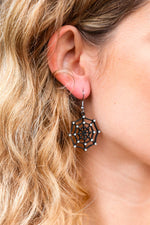 Black Spiderweb Rhinestone Dangle Earrings