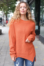 Autumn Vibes Pumpkin Asymmetrical Knit Sweater