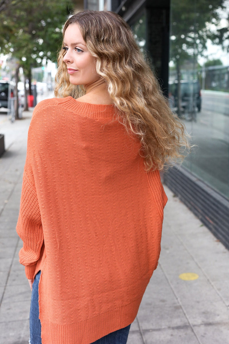 Autumn Vibes Pumpkin Asymmetrical Knit Sweater