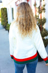 Hohoho Red & Green "Holly Jolly" Lurex Embroidered Sweater