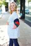 Weekend Ready Ivory Multicolor Mixed Thread Bubble Sleeve Cardigan